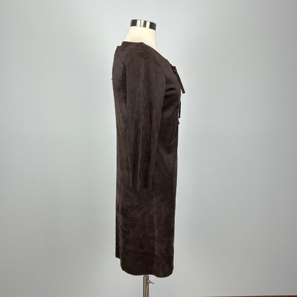 Chelsea Violet Womens Brown Faux Suede Shift Dress Lace Up Bodice size Small - Picture 5 of 12